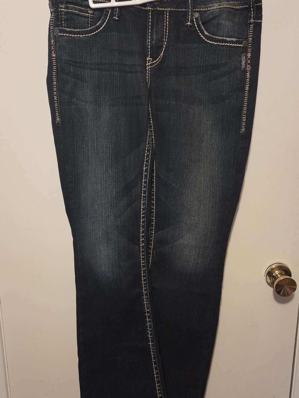 Aiko Dark Blue Bootcut Jeans with Contrast Stitching